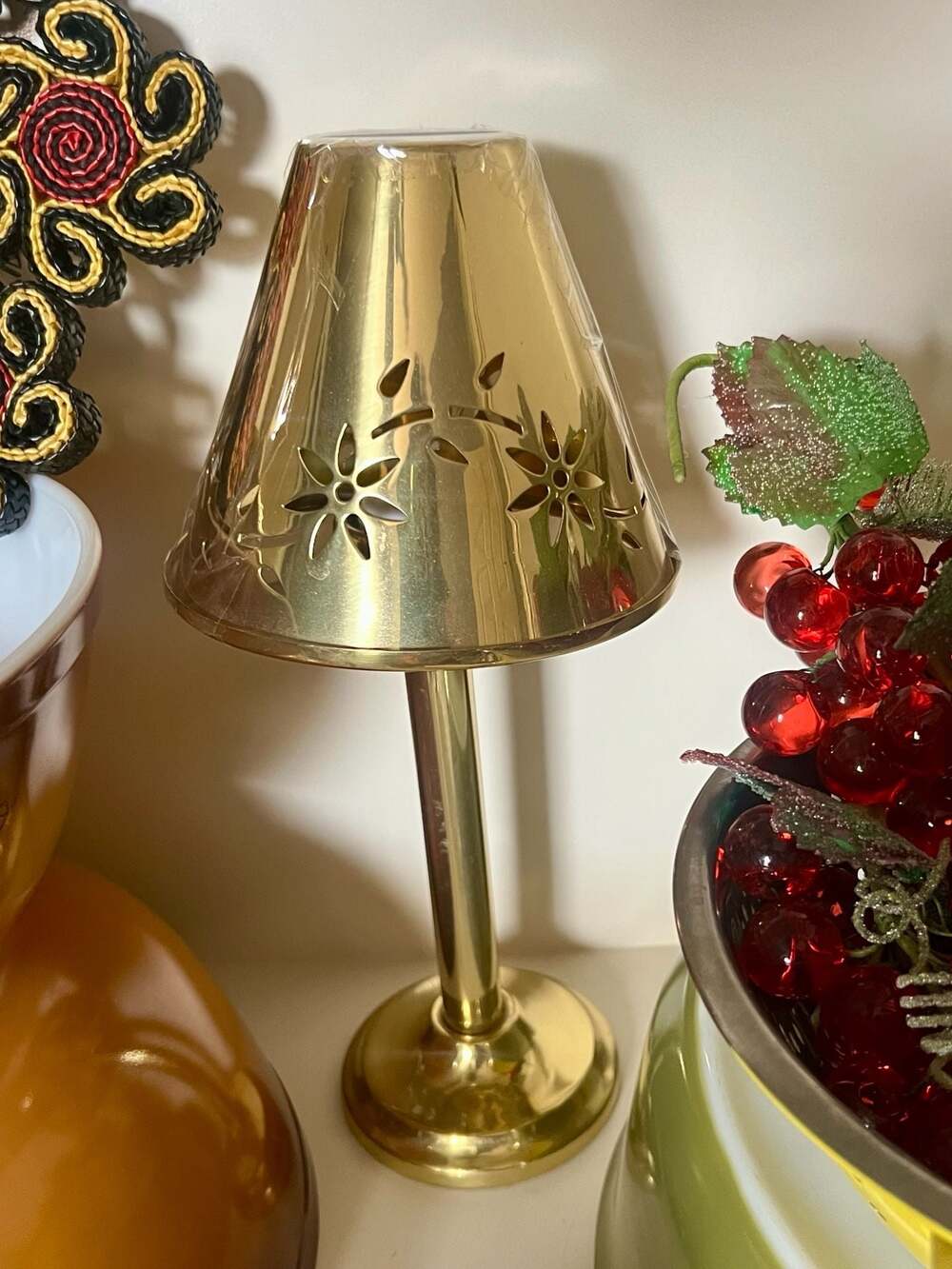 Vintage Brass Lantern Candleholder Set, Decorative Table Light